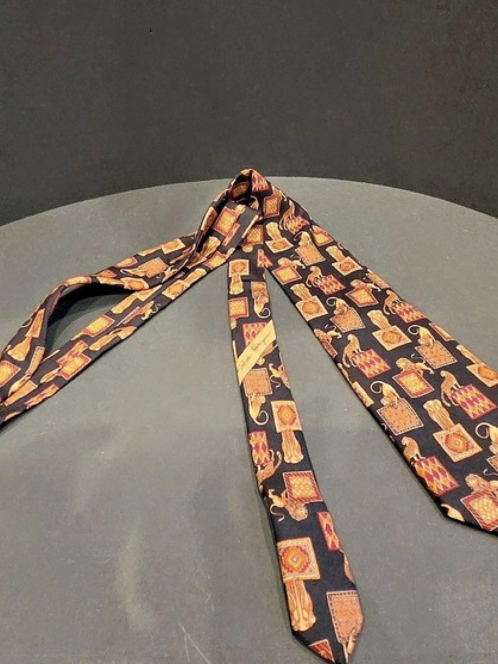 Salvatore Ferragamo Vintage Circus  Print Silk Tie Like New